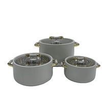 Decoratieve serviesgoed 1L 2L 3,5L Thermische serveerpot Geïsoleerde ovenschaalset met stijlvol glazen deksel