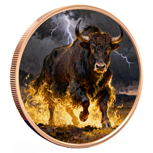 Moneda Conmemorativa <span class=keywords><strong>de</strong></span> Cobre Puro 999 <span class=keywords><strong>de</strong></span> 1 oz Personalizada al por Mayor, Medalla Flame Bull, Moneda <span class=keywords><strong>de</strong></span> Cobre Fino 999 Colorida - Product Image 2