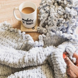 Factory Supplier Puffy <b>Yarn</b> Chenille Loop <b>Yarn</b> No Needles No Hook Finger Crochet Knitting Velvet Plush Soft Baby Blanket - Product Image 4