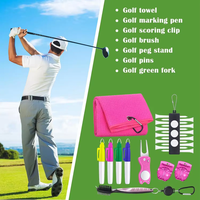 Kit d'accessoires de golf personnalisé comprenant serviette, stylo, marqueur de ligne, outil de réparation, brosse, porte-tee et accessoires de golf pour cadeaux
