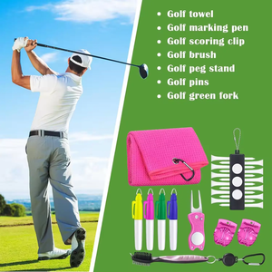 Kit d'accessoires de golf personnalisé comprenant serviette, stylo, marqueur de ligne, outil de réparation, brosse, porte-tee et accessoires de golf pour cadeaux - Product Image 2
