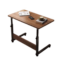 Bureau d'ordinateur pliable en bois réglable en hauteur pour la maison, avec rangement, table d'appoint portable pour ordinateur portable, roulettes mobiles