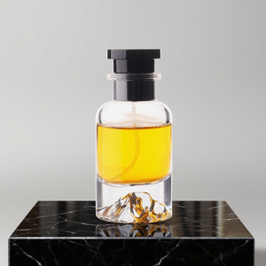 Nhà cung cấp Nhà máy thời trang nặng núi Top Shaped Rỗng Xi lanh 50ml chai nước hoa thủy tinh với đẹp Mũ - Product Image 1