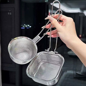 Colador de Acero Inoxidable 304 HUOLI, Colador Plegable para Cocina, Filtro Grueso para Drenar Aceite de Fritura - Product Image 1