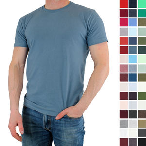 Camiseta de manga corta sólida básica personalizada para hombre, de corte regular, informal, 100% algodón, 220 gramos, cuello tejido de alta calidad - Product Image 2