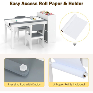 Eduland 2-in-1 trẻ em Đồ nội thất đặt gỗ hoạt động bàn & 4 Canvas lưu trữ thùng cho trẻ mới biết đi nghệ thuật thủ công & giấy viết CuộN chủ - Product Image 5