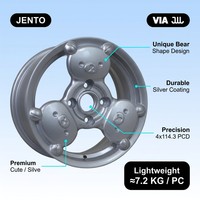 Jantes en alliage JENTO 15 pouces 6J 4x114.3 ET38 CB73.1 en forme d'ours mignon, couleur argent, pour Suzuki Swift, Honda Fit, Nissan Micra JWL VIA