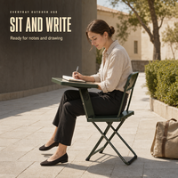 Chaise pliante avec table intégrée, portable, pour le camping, les pique-niques, l'étude, la lecture en extérieur