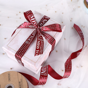Ruban de décoration <span class=keywords><strong>XINRAN</strong></span> personnalisé pour boîte cadeau florale et emballage de gâteau, 2,5 cm, lettres imprimées, 100 % polyester satiné haute ténacité - Product Image 5