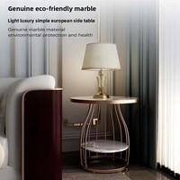 Table basse simple et moderne de style italien, avec plateau en marbre double couche et structure en fer, pour chambre à coucher, balcon, salon