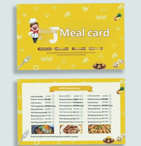 Carte <span class=keywords><strong>de</strong></span> menu personnalisée imprimée, design <span class=keywords><strong>de</strong></span> chef <span class=keywords><strong>de</strong></span> cuisine jaune en dessin animé, carte-cadeau alimentaire en papier pour la promotion des restaurants - Product Image 1