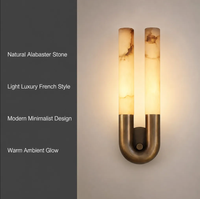Applique Murale Moderne en Albâtre, Lampe Murale LED en Cuivre, Style Minimaliste et Luxueux, Idéale pour Salon, Chambre et Hôtel