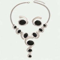Ensemble collier et boucles d'oreilles ovales en forme d'escargot au design rétro exagéré, style bohème créatif, tendance et exquis