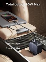 UGREEN pengisi daya mobil 90W, pengisi daya ponsel mobil USB C 3 dalam 1, pengisian cepat dengan kabel Tipe C, adaptor pemantik rokok