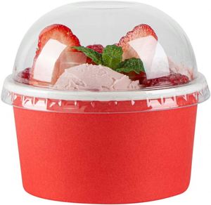 Customer Printed Biodegradable <b>Disposable</b> Paper Ice Cream <b>Cup</b> with Dome Lid Wholesale <b>Disposable</b> Paper Frozen Yogurt <b>Cup</b> - Product Image 2