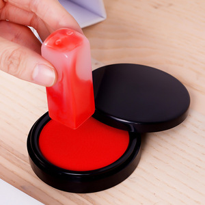Deli Inkpad Red Round 70mm Quick Drying For Office <b>Stamp</b> Pad Press And <b>Stamp</b> - Product Image 3