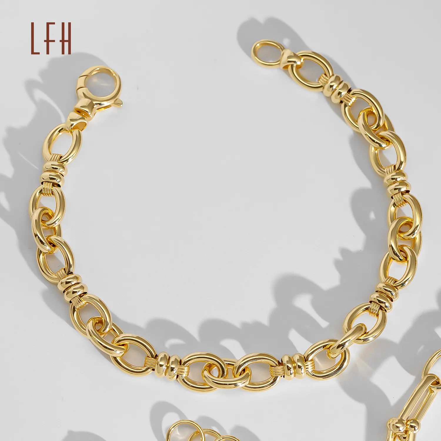 Wholesale 18K Real Pure Solid Gold Customized Hollow Chain Bracelet Oro 18k original Gold Jewelry 18k Real