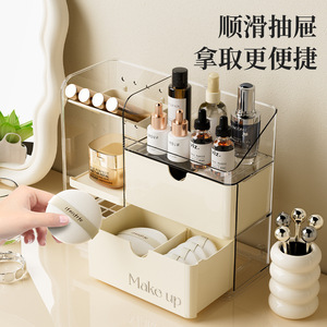 Multifunctional Cosmetic <b>Storage</b> Box With Drawers Transparent White Cream Plastic Makeup Organizer For <b>Dressing</b> <b>Table</b> - Product Image 3