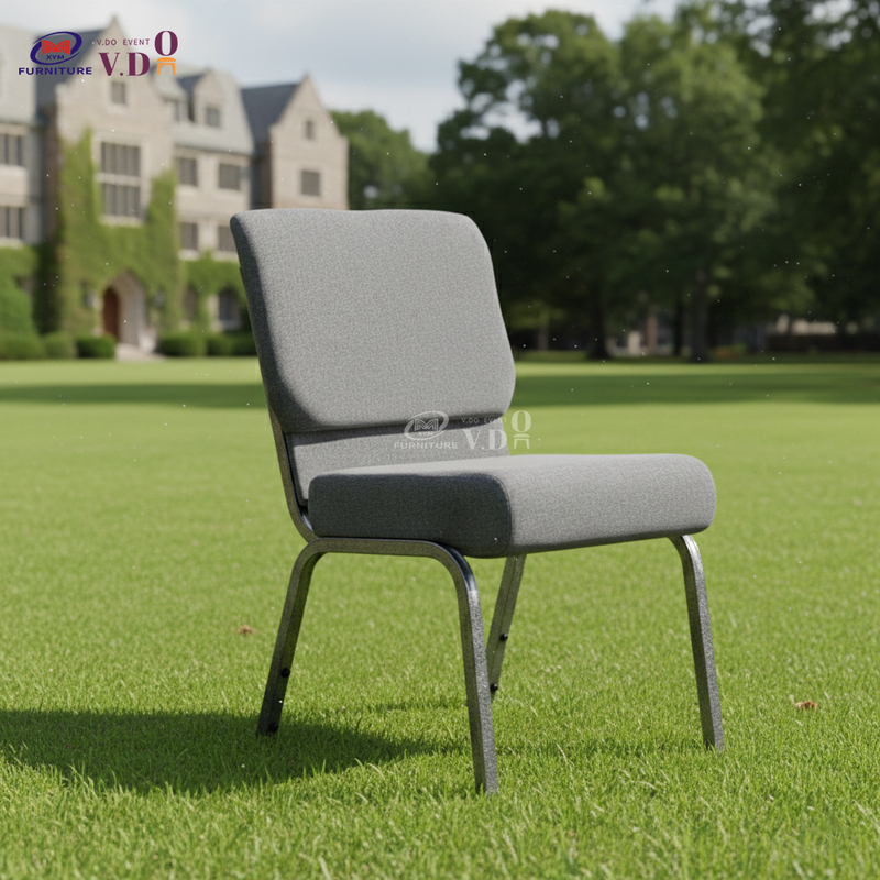 Church Auditorium Chair Fabric Upholstered Metal