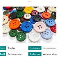Kancing Resin DIY 4 Lubang Warna-Warni Tipis Bulat Dapat Disesuaikan Gaya Polos Aksesoris Pakaian Berwarna dengan Pilihan Logo Grosir