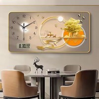 Nouveau Tableau Mural de Luxe Encadré pour Restaurant Moderne, Impression sur Toile, Art Mural en Porcelaine avec Horloge