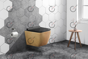 Inodoros de cerámica sin borde para montaje en pared, sanitarios de color chino para niña, inodoro suspendido en la pared - Product Image 5
