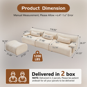 Canapé Chesterfield trois places en tissu de haute qualité, design moderne du milieu du siècle, avec chaise longue d'angle, éponge haute densité 32D - Product Image 6