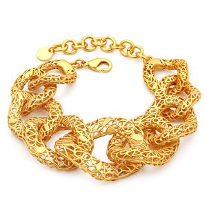 18K Plaqué Or Chunky Chaîne Bracelet De Mode Épais <span class=keywords><strong>Gourmette</strong></span> Creuse <span class=keywords><strong>Maille</strong></span> En Laiton Lien Audacieux Déclaration Bracelets Bijoux pour Femmes - Product Image 1