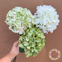 Neu Eingetroffen Großer Blütenkopf 22 cm Dunkelgrüne Hortensie Seiden-Kunstblumen Großhandel Dekorative Blumen & Pflanzen