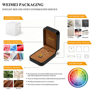 WEIMEI Custom Logo Minimalist Luxury PU Leather <b>Ring</b> Necklace Earrings Packaging Luxury Wholesale Gift Packaging Jewelry <b>Box</b> - Product Image 2