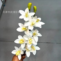 Fleurs d'orchidées Cymbidium en latex faites à la main à 6 têtes, blanches et roses, toucher réel, tige imperméable, style européen pour mariage, Noël, maison