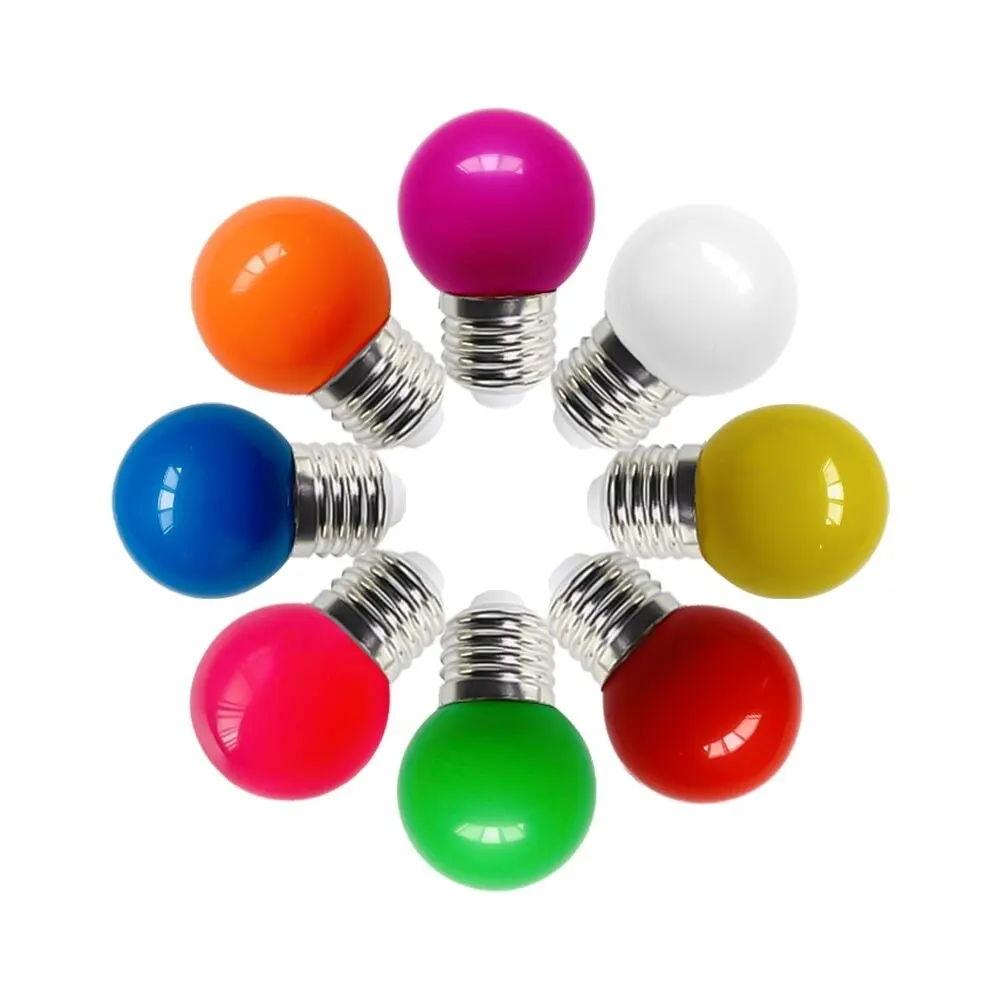 Bohlam LED warna-warni E27, 1W 2W 3W RGB merah hijau biru AC 220V hemat energi A LED bola Golf bola lampu Natal