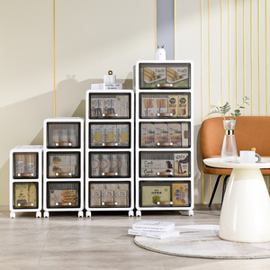 Plastic Storage Drawers With Wheels 5 Tier Rectangular Standing Food Container Organizer For Kitchen Bedroom - Product Image 3