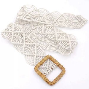 Moda macramé bohemio Decoración Accesorios borla 10 mm Cinturón trenzado estrecho vestido <span class=keywords><strong>de</strong></span> mujer anudado decorado decoración del hogar - Product Image 4