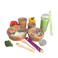 Récipient en papier à emporter bols en papier avec couvercles bols à salade jetables pour salade de régime crème glacée yaourt fête nourriture