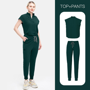 Set Divisa Medica da <span class=keywords><strong>Donna</strong></span> - Top Senza Maniche con Scollo a V e Pantaloni Jogger, Vita Elastica con Coulisse e Tasche 42015 - Product Image 1
