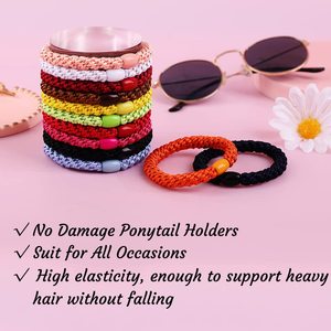 Wholesale Bulk Custom Hair Accessories Colorful Woven Rope Elastic Rubber Hair Band Bead Twist Braid Hair Ties for Women Girl - Product Image 2