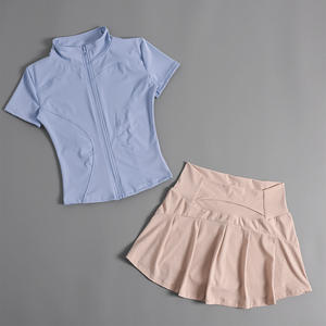 Vestes de sport zippées pour femmes avec logo personnalisé, douces et confortables, à manches courtes, ajustées, pour la course à pied, le fitness et le yoga - Product Image 5