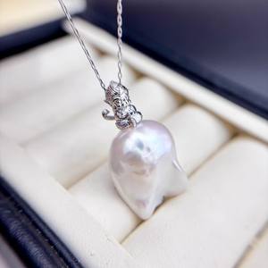 Composants de bijoux Wukong, accessoires de perles DIY, pendentif en argent S925, collier rond mignon de 10-13 mm, support vide - Product Image 2