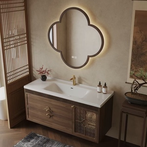 BALOM Vintage Classic Style Bathroom Cabinet Large Capacity Wood Plywood <b>Vanity</b> with Smart Mirror and OEM Factory - Product Image 3
