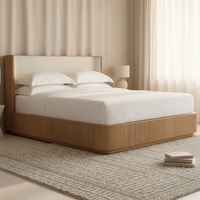 Lit double en bois massif de style américain, meubles de chambre à coucher modernes, simples et rétro, personnalisables, sans espace de rangement