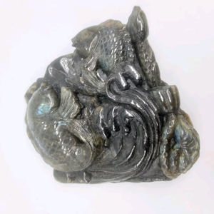 Piedras Preciosas Naturales Labradorita 150x140x30mm Tallado de Pez para Decoración Navideña - Product Image 4