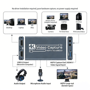 Carte de <span class=keywords><strong>capture</strong></span> vidéo audio HDMI 4K vers USB 3.0 pour jeux HDTV pour ordinateur TV - Product Image 4