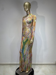 Elegante abito da sera di lusso <span class=keywords><strong>per</strong></span> signore personalizzabile in cristallo impreziosito Maxi abito di <span class=keywords><strong>laurea</strong></span> asimmetrico vita naturale formale - Product Image 3