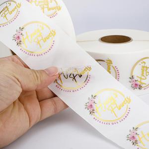 Étiquettes personnalisées transparentes rondes pour fleuriste, autocollants en vinyle imperméables avec logo en feuille d'or pour l'emballage des fleurs - Product Image 3