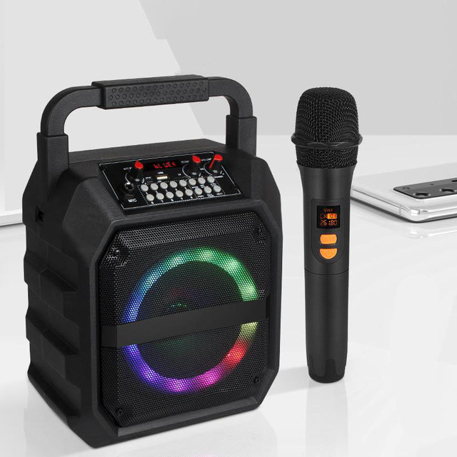 Karaoke Machine Comes With 2 Wireless Karaoke Microphones Portable Speaker Home 0K System With Rgb Colorful Lights