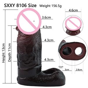 Großhandelspreis Wiederverwendbare Dunkle Silikon-Penisvergrößerungshülle für Eichel Verzögerungshülle für Ejakulation Sexspielzeug für Männer - Product Image 5