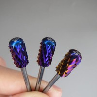 Foret à ongles en carbure de tungstène coloré 4XC 3/32 à grande tige pour manucure artistique et retrait de poudre de trempage