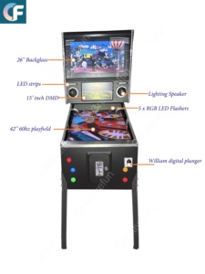 Máquina de Pinball Profesional de 42 Pulgadas 60Hz con Retroalimentación de Fuerza Total, Digital, Operada con Monedas, Flipper Virtual y Gabinete de Metal para la Venta - Product Image 2