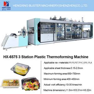 Automatische Drei-Stationen-Doppeldruck-Vakuumformmaschine für PET/PP zur Herstellung von Fast-Food-, Obst-, Gemüse- und Brotbehältern - Product Image 2